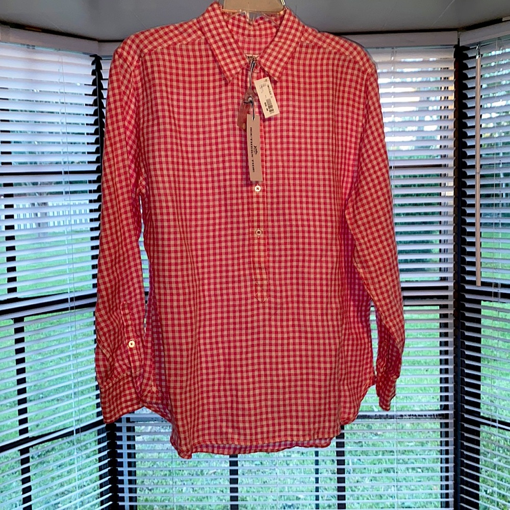 Pink and white checkered shirt